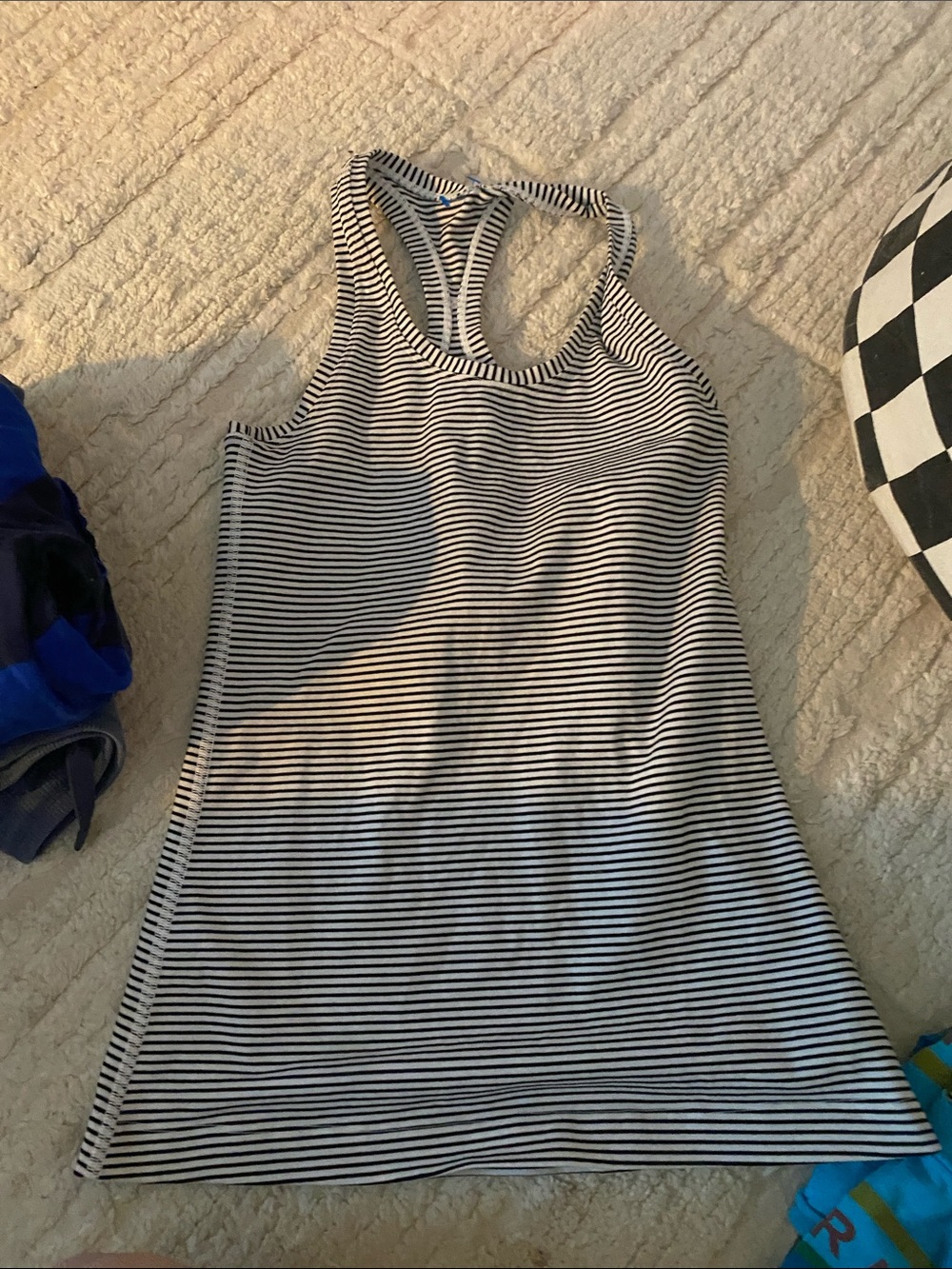lululemon athletica Black and White Striped Racerback Tank